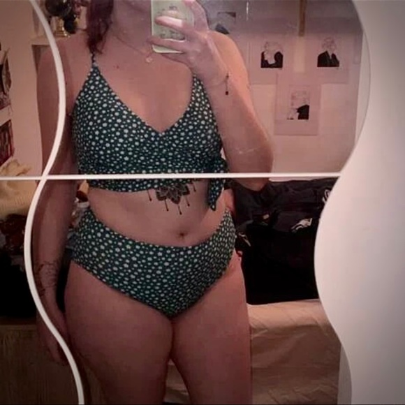 💚Green Floral Wrap High Waist Bikini Set 💚 - Picture 16 of 16